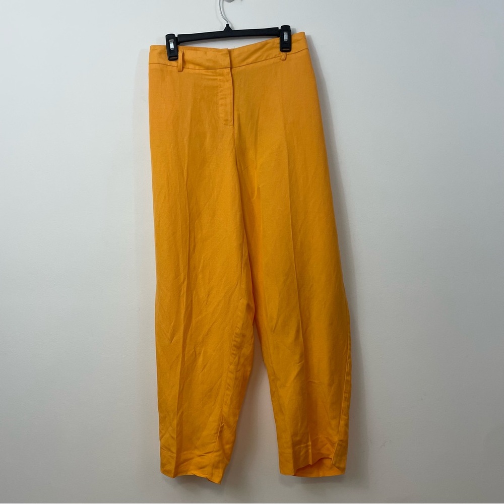 NWT Ashley Stewart Linen Pants 20 Plus Orange Slim Lightweight Summer Ankle Plus